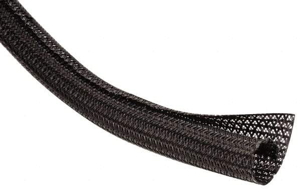 Techflex - Black Braided Cable Sleeve - 150' Coil Length, -103 to 257°F - Benchmark Tooling