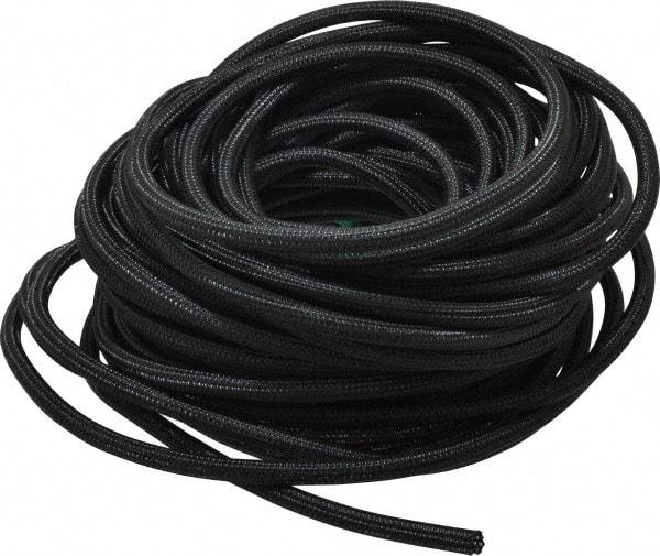 Techflex - Black PET Braided Cable Sleeve - 100' Coil Length, -103 to 257°F - Benchmark Tooling