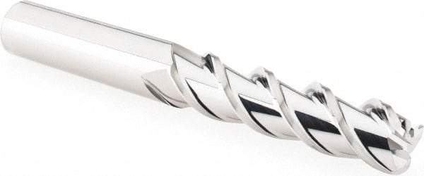 Value Collection - 1/2" 3 Flute Single End Solid Carbide 0.12" Corner Radius Spiral Flute Corner Radius End Mill - 2" LOC, 1/2" Shank Diam, 4" OAL, 45° Helix, Right Hand Cut, Right Hand Flute - Benchmark Tooling