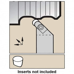 Kennametal - CRGP, Left Hand Cut, 45° Lead Angle, 1-1/4" Shank Height x 1-1/4" Shank Width, Neutral Rake Indexable Turning Toolholder - 6" OAL, R..V35 Insert Compatibility, Series V-Bottom Round - Benchmark Tooling