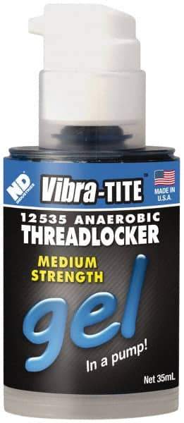 Vibra-Tite - 35 mL Bottle, Blue, Medium Strength Gel Threadlocker - Series 125, 24 hr Full Cure Time, Hand Tool Removal - Benchmark Tooling