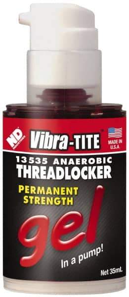 Vibra-Tite - 35 mL Bottle, Red, High Strength Gel Threadlocker - Series 135, 24 hr Full Cure Time, Hand Tool, Heat Removal - Benchmark Tooling