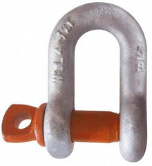 CM - 1/4" Nominal Chain Size, 0.75 Ton Carbon Steel Screw Chain Shackle - 13/32" Diam, 9/32" Pin Diam, 15/32" Wide Inside Jaw, 15/32" Inside Width - Benchmark Tooling