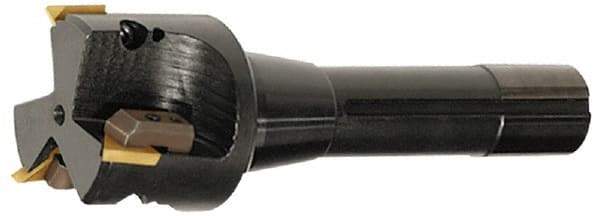 APT - 3-1/2" Cut Diam, 0.65" Max Depth of Cut, 5-7/8" OAL, Indexable Square Shoulder End Mill - TPC 32..., TPG 32., TPU 32. Inserts, R8 90° Lead Angle, Series Tri-Dex - Benchmark Tooling