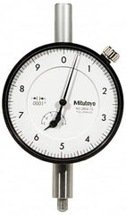 Mitutoyo - 1mm Range, 0-10-0 Dial Reading, 0.001mm Graduation Dial Drop Indicator - 57mm Dial, 0.2mm Range per Revolution, 0.004mm Accuracy, Revolution Counter - Benchmark Tooling