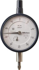 Mitutoyo - 1/8" Range, 0-50 Dial Reading, 0.0005" Graduation Dial Drop Indicator - 2-1/4" Dial, 0.05" Range per Revolution, 0.0005" Accuracy, Revolution Counter - Benchmark Tooling