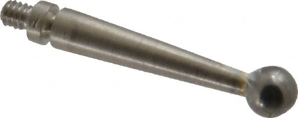 Mitutoyo - 3mm Ball Diam, Steel, Ball Test Indicator Contact Point - 0.74" Contact Point Length, Use with Mitutoyo 513 Series Dial Test Indicators - Benchmark Tooling