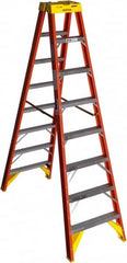 Werner - 7 Steps, 8' High, Type IA Rating, Fiberglass Step Ladder - 300 Lb Capacity, 26-7/8" Base Width - Benchmark Tooling