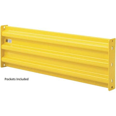 Steel King - 7' Long x 14" High, Yellow Steel Straight Heavy Duty Guard Rail - 3 Rails Accommodated, 2-1/2" Deep, 54 Lb - Benchmark Tooling