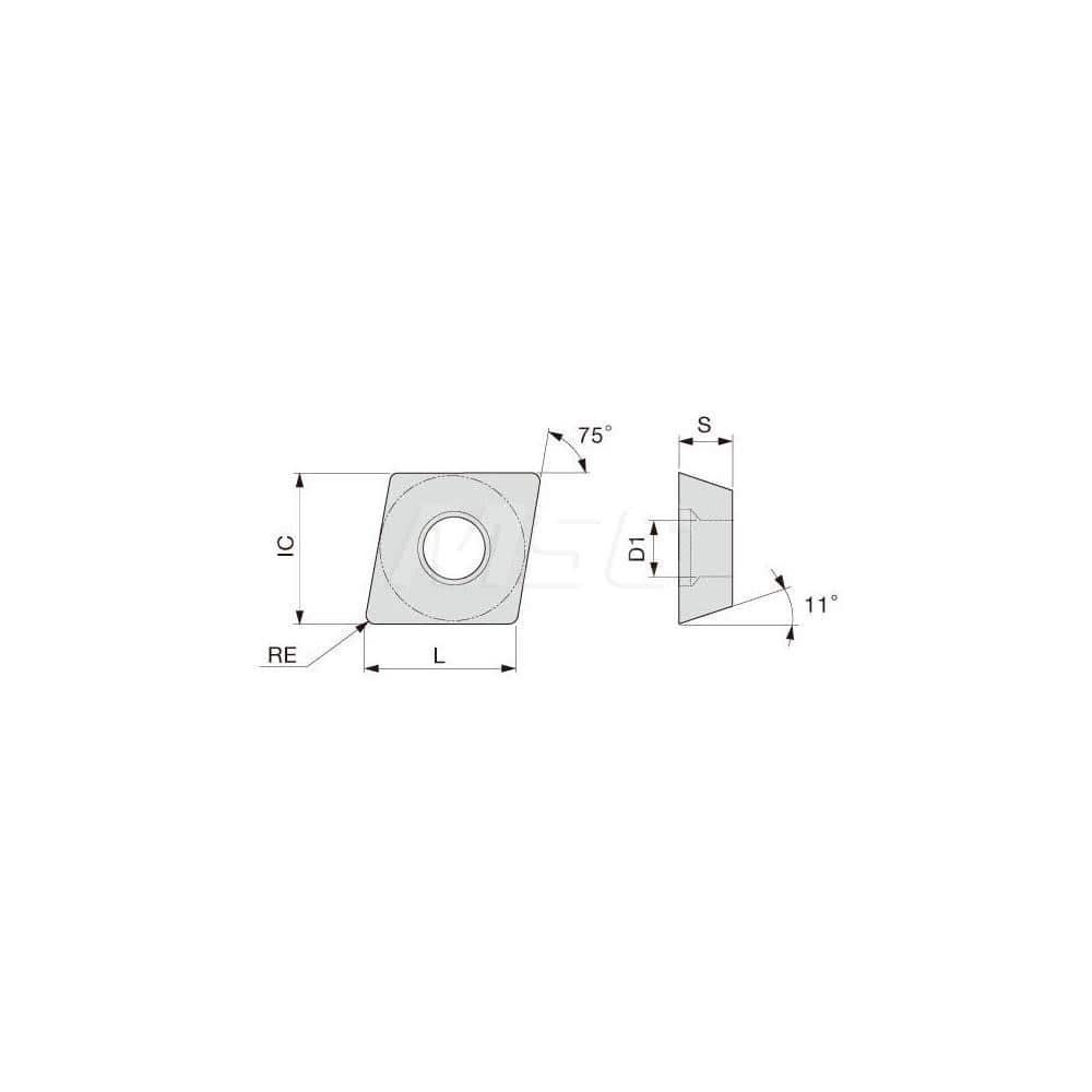 Turning Insert:  EPGT521L-W08 SH730,  Solid Carbide TiAlN Finish,  Left Hand,  0.0160″ Corner Radius,  75.0 &deg N/A Diamond,  Series  EPGT