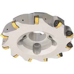 Iscar - 40mm Cut Diam, 16mm Arbor Hole, 2mm Max Depth of Cut, 30° Indexable Chamfer & Angle Face Mill - 5 Inserts, H600 WXCU 05 Insert, Right Hand Cut, 5 Flutes, Through Coolant, Series Helido - Benchmark Tooling