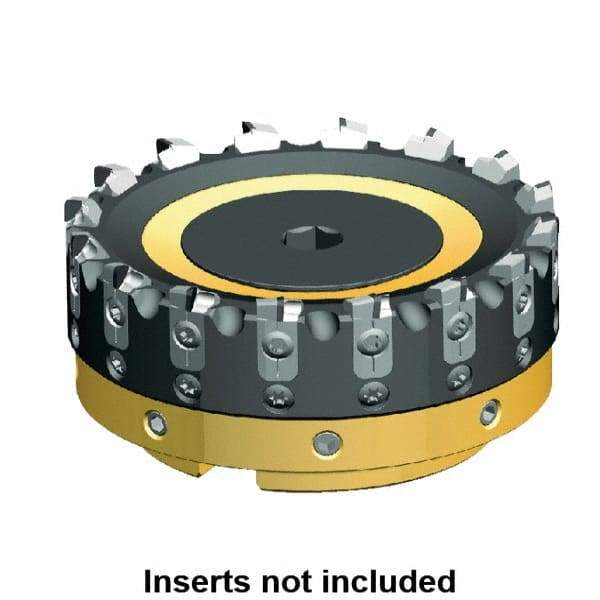 Kennametal - 24 Inserts, 200mm Cut Diam, 60mm Arbor Diam, 3mm Max Depth of Cut, Indexable Square-Shoulder Face Mill - 0/90° Lead Angle, 63mm High, Series AluMill - Benchmark Tooling