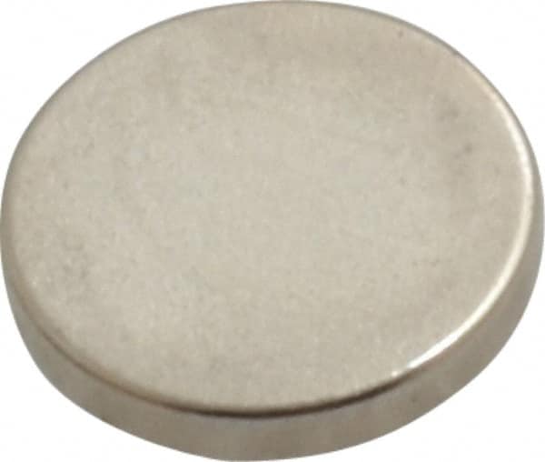 Mag-Mate - 3/8" Diam x 0.06" High Neodymium Rare Earth Magnet - 1 Lb Max Capacity, 200°F Max, Nickel Plated - Benchmark Tooling