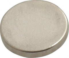 Mag-Mate - 3/8" Diam x 0.06" High Neodymium Rare Earth Magnet - 1 Lb Max Capacity, 200°F Max, Nickel Plated - Benchmark Tooling