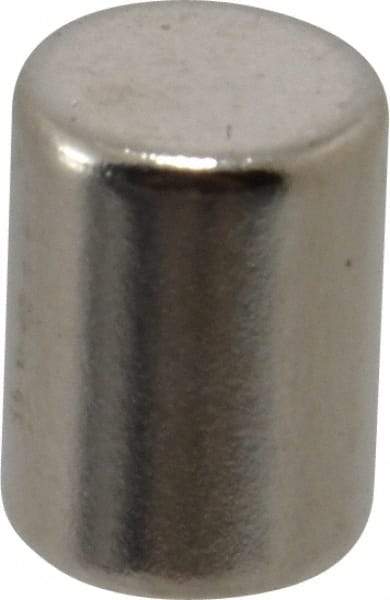 Mag-Mate - 3/8" Diam x 1/2" High Neodymium Rare Earth Magnet - 6.7 Lb Max Capacity, 200°F Max, Nickel Plated - Benchmark Tooling