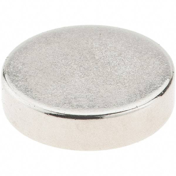 Mag-Mate - 1/2" Diam x 1/8" High Neodymium Rare Earth Magnet - 4 Lb Max Capacity, 200°F Max, Nickel Plated - Benchmark Tooling