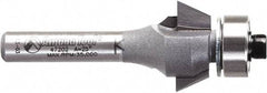 Amana Tool - 3/4" Cut Diam, 9/32" Length of Cut, 2 Flute Chamfer Edge Profile Router Bit - Carbide-Tipped, 1/4" Shank Diam, 2-3/32" OAL, Uncoated - Benchmark Tooling