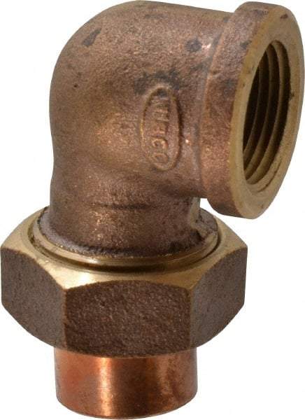 NIBCO - 3/4" Cast Copper Pipe 90° Union Elbow - C x F, Pressure Fitting - Benchmark Tooling