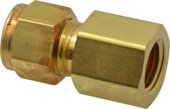 Parker - 3/8" OD, Brass Female Connector - 2,300 Max Working psi, 3/4" Hex, Comp x FNPT Ends - Benchmark Tooling