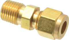 Parker - 5/16" OD, Brass Male Connector - 2,800 Max Working psi, 9/16" Hex, Comp x MNPT Ends - Benchmark Tooling