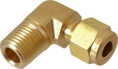 Parker - 1/4" OD, Brass Male Elbow - 3,500 Max Working psi, 9/16" Hex, Comp x MNPT Ends - Benchmark Tooling