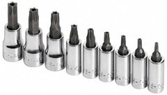 SK - 9 Piece 1/4 & 3/8" Drive Torx Bit Socket Set - T10 to T50 Torx - Benchmark Tooling