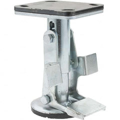 Hamilton - Floor Truck Lock for 5" Diam Caster Wheels - 5-3/4" Retracted Clearance, 4" x 4-1/2" Top Plate Size, 2-5/8" x 3-5/8" Slotted to 3" x 3" Bolt Hole Spacing - Benchmark Tooling