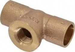 NIBCO - 1/2 x 1/2 x 1/4" Cast Copper Pipe Tee - C x C x F, Pressure Fitting - Benchmark Tooling