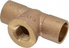 NIBCO - 1/2 x 1/2 x 1/4" Cast Copper Pipe Tee - C x C x F, Pressure Fitting - Benchmark Tooling