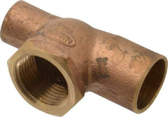 NIBCO - 3/4 x 1/2 x 3/4" Cast Copper Pipe Tee - C x C x F, Pressure Fitting - Benchmark Tooling
