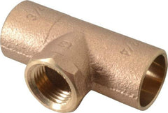 NIBCO - 3/4 x 3/4 x 1/2" Cast Copper Pipe Tee - C x C x F, Pressure Fitting - Benchmark Tooling