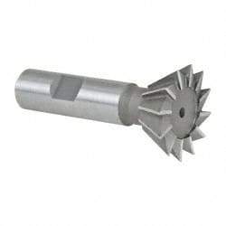 Made in USA - 1-3/8" Diam x 9/16" Width of Cut, 60° Included Angle, Cobalt Dovetail Cutter - 5/8" Shank Diam, 2-7/8" Overall Length, Weldon Flat, Uncoated - Benchmark Tooling