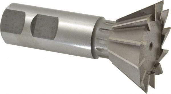 Made in USA - 1-7/8" Diam x 13/16" Width of Cut, 60° Included Angle, Cobalt Dovetail Cutter - 7/8" Shank Diam, 3-1/4" Overall Length, Weldon Flat, Uncoated - Benchmark Tooling