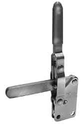 Lapeer - 700 Lb Holding Capacity, Vertical Handle, Manual Hold Down Toggle Clamp - 57° Handle Movement, 106° Bar Opening, Solid Bar, Straight Base, Carbon Steel - Benchmark Tooling