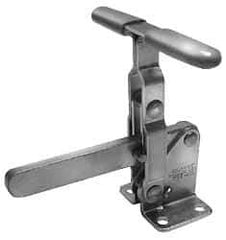 Lapeer - 700 Lb Holding Capacity, Vertical Handle, Manual Hold Down Toggle Clamp - 57° Handle Movement, 106° Bar Opening, Solid Bar, Flanged Base, Carbon Steel - Benchmark Tooling