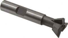 Made in USA - 3/4" Diam x 1/4" Width of Cut, 60° Included Angle, Carbide-Tipped Dovetail Cutter - 3/8" Shank Diam, 2-1/4" Overall Length, 0.02" Corner Radius, Weldon Flat, Uncoated - Benchmark Tooling