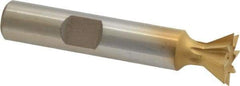 Whitney Tool Co. - 1/2" Diam x 7/32" Width of Cut, 60° Included Angle, High Speed Steel Dovetail Cutter - 3/8" Shank Diam, 2-1/8" Overall Length, Weldon Flat, TiN Coated - Benchmark Tooling