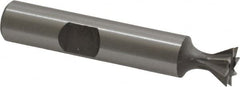 Made in USA - 3/8" Diam x 3/16" Width of Cut, 60° Included Angle, High Speed Steel Dovetail Cutter - 3/8" Shank Diam, 2-1/8" Overall Length, Weldon Flat, Uncoated - Benchmark Tooling