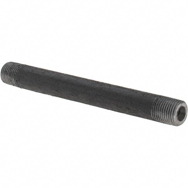 Made in USA - Schedule 80, 1/8" Diam x 3-1/2" Long Black Pipe Nipple - Threaded - Benchmark Tooling