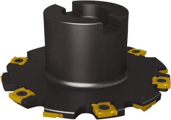 Seco - Shell Mount Connection, 1/4" Cutting Width, 1.22" Depth of Cut, 127mm Cutter Diam, 1-1/4" Hole Diam, 6 Tooth Indexable Slotting Cutter - R335.19 Toolholder, SNHQ 1204L, SNHQ 1204R Insert, Right Hand Cutting Direction - Benchmark Tooling