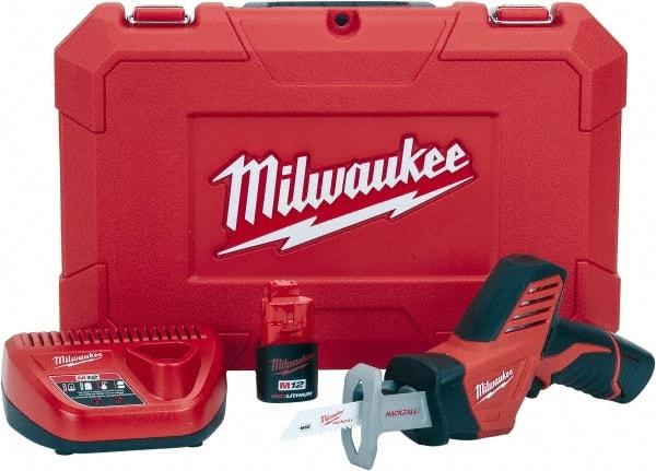 Milwaukee Tool - 12V, 0 to 3,000 SPM, Cordless Reciprocating Saw - 1/2" Stroke Length, 11" Saw Length, Lithium-Ion Batteries Included - Benchmark Tooling