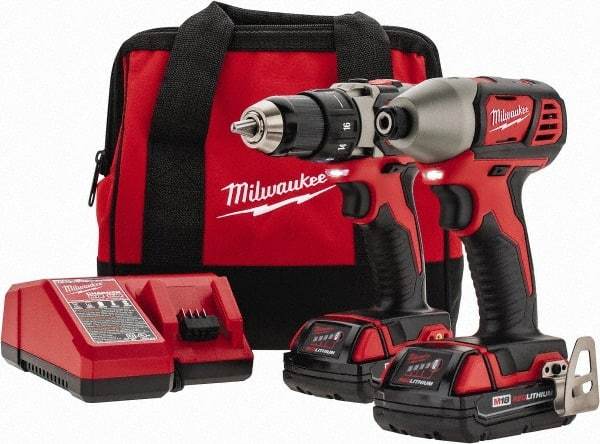 Milwaukee Tool - 18 Volt Cordless Tool Combination Kit - Includes Compact Drill/Driver & Impact Driver, Lithium-Ion Battery Included - Benchmark Tooling