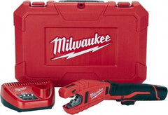 Milwaukee Tool - 3/8" to 1" Pipe Capacity, Tube Cutter - Cuts Copper, 14" OAL, 12 Volt - Benchmark Tooling