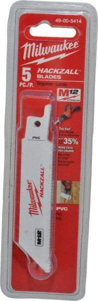 Milwaukee Tool - 4" Long x 3/4" Thick, Bi-Metal Reciprocating Saw Blade - Straight Profile, 14 TPI, Toothed Edge, Universal Shank - Benchmark Tooling