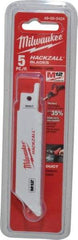 Milwaukee Tool - 4" Long x 3/4" Thick, Bi-Metal Reciprocating Saw Blade - Straight Profile, 24 TPI, Toothed Edge, Universal Shank - Benchmark Tooling