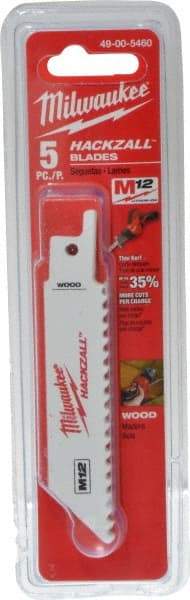 Milwaukee Tool - 4" Long x 3/4" Thick, Bi-Metal Reciprocating Saw Blade - Straight Profile, 6 TPI, Toothed Edge, Universal Shank - Benchmark Tooling