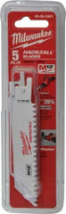 Milwaukee Tool - 4" Long x 3/4" Thick, Bi-Metal Reciprocating Saw Blade - Straight Profile, 6 TPI, Toothed Edge, Universal Shank - Benchmark Tooling