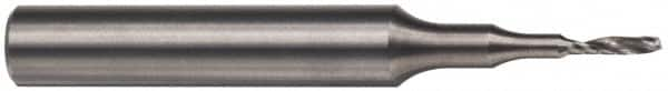 Accupro - 1/4" Cutting Diam x 1-1/4" Length of Cut, 1 Flute, Upcut Spiral Router Bit - Uncoated, Right Hand Cut, Solid Carbide, 3" OAL x 1/4" Shank Diam, Single Edge, 21° Helix Angle - Benchmark Tooling