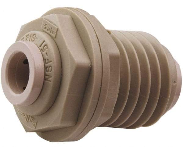 Parker - 3/8 x 1/4" Outside Diam, Polypropylene Push-to-Connect Tube Bulkhead Union - 150 Max psi, Tan - Benchmark Tooling