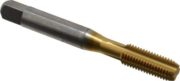 Balax - 5/16-24 UNF 4 Flute TiN Finish Cobalt Straight Flute Machine Tap - Bottoming, Right Hand Thread, 2-23/32" OAL, 0.93" Thread Length, H5 Limit, Oversize - Exact Industrial Supply